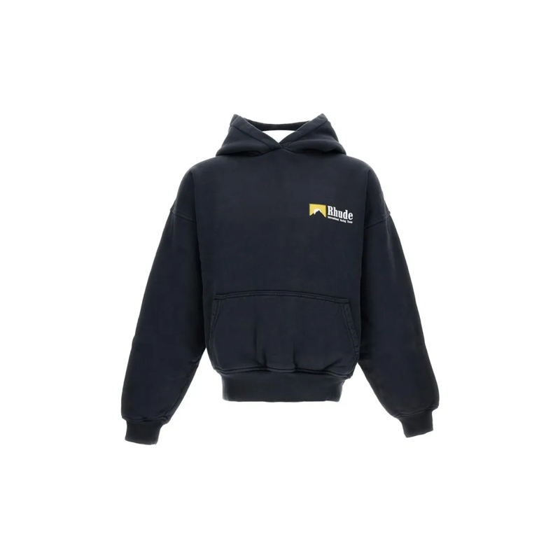 Rhude  Loose-Fit Hooded Sweatshirt With Ribbed Cuffs Black