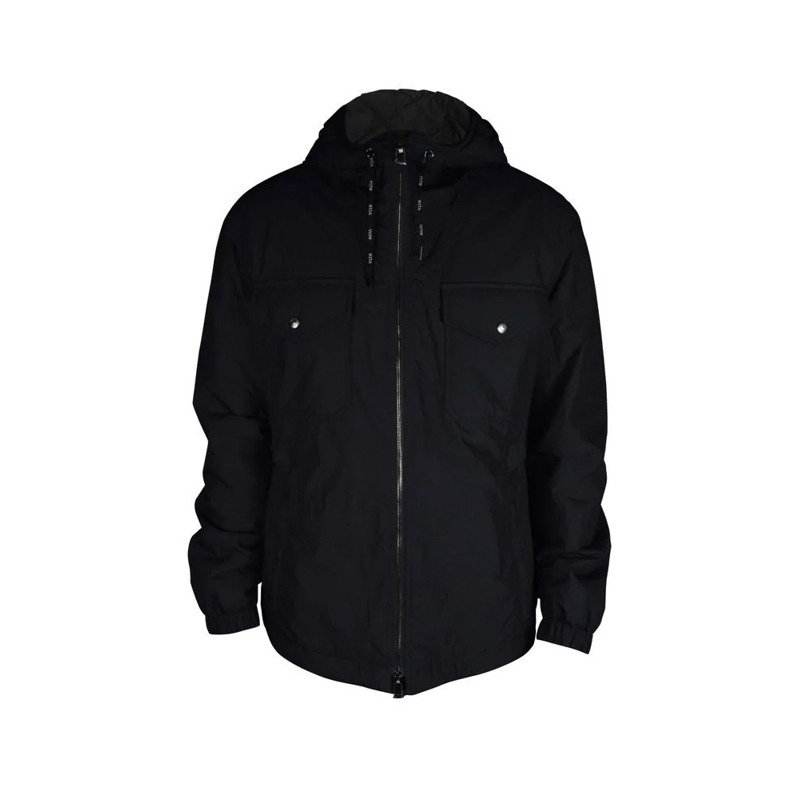 Valentino Garavani  Hooded Black Nylon Jacket Black