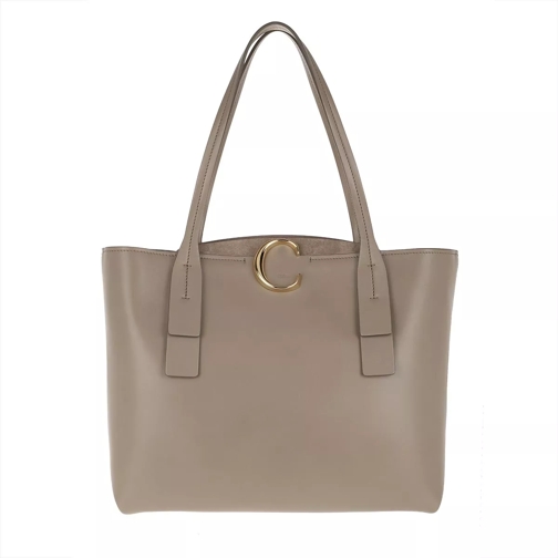 Chloé C Tote Bag Leather Motty Grey Rymlig shoppingväska