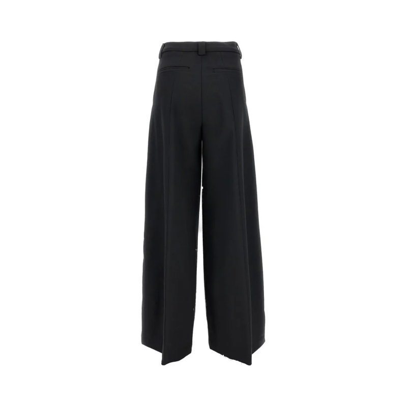 THE LATEST  Wide Trousers With Classic Front Closure Black