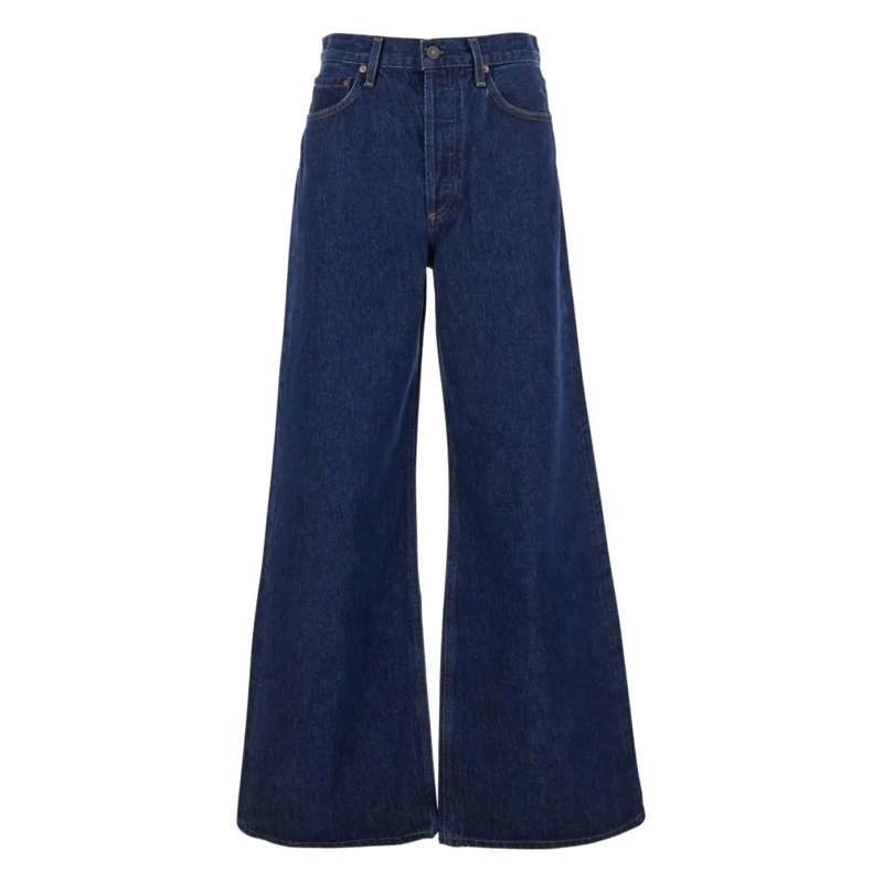 Agolde Jeans Wide-Leg Indigo Denim Jeans With High Waist Black