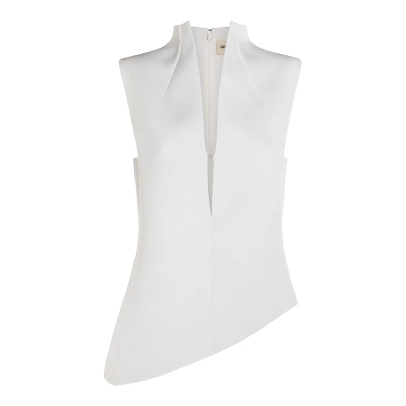 Khaite Blouse White Cut-Out Sleeveless Top White