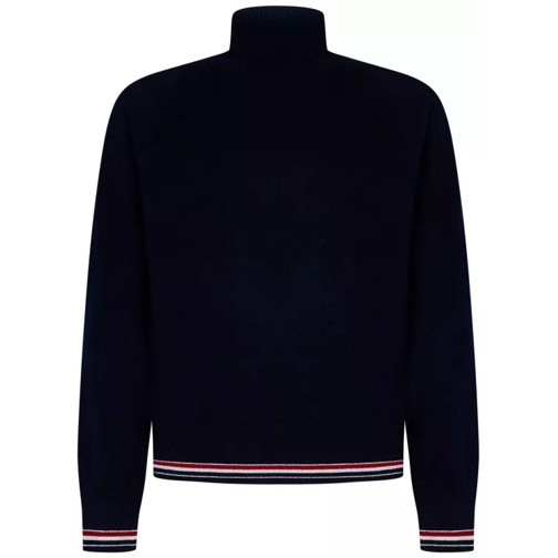 Thom Browne Navy-Colored Cashmere Jersey Turtleneck Sweater Blue 