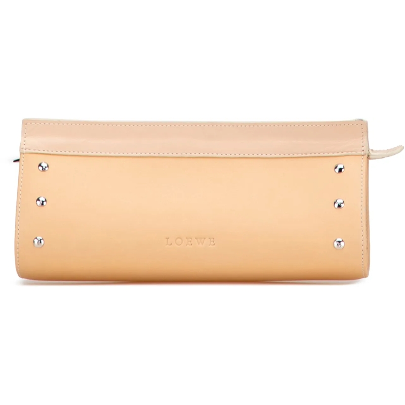 Loewe Pochette Studded Leather Clutch braun