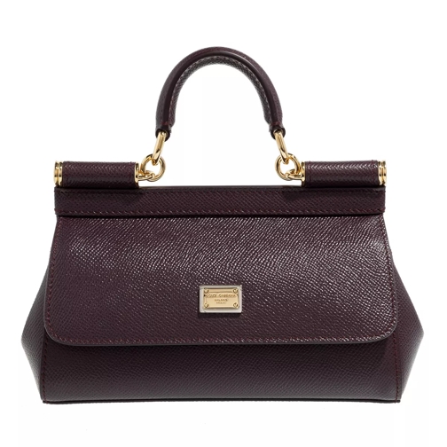 Dolce&Gabbana Sicily Top Handle Bag Dauphine Calfskin Purple Mini Tas