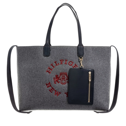 Tommy Hilfiger Iconic Tommy Tote Wool Logo Grey Line Shopping Bag