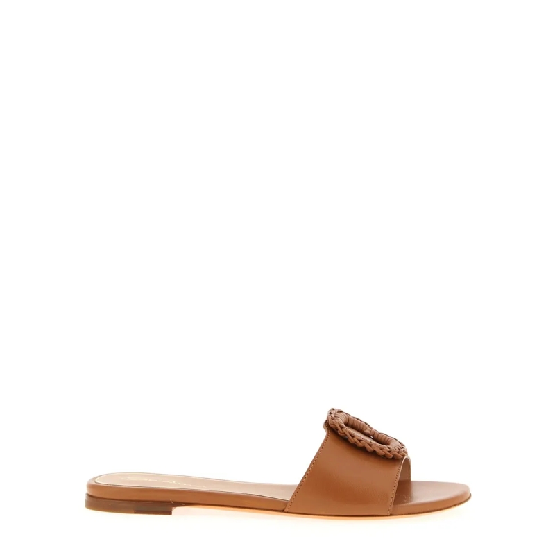 Santoni Sandalen Pantoletten aus Leder braun(Image 2)
