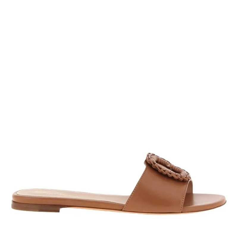 Santoni Sandalen Pantoletten aus Leder braun