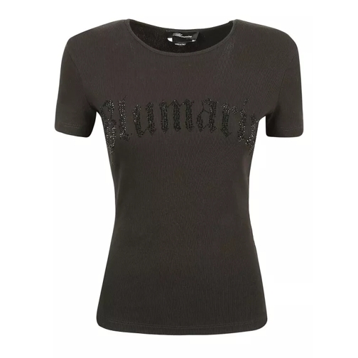 Blumarine Logo-Print Cotton T-Shirt Black 