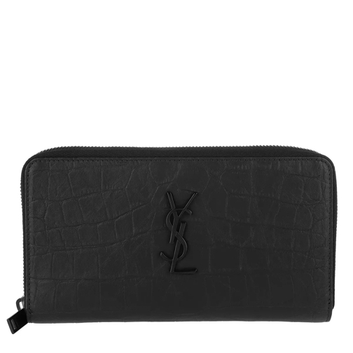 Saint Laurent Monogramme Zip Around Wallet Leather Black Portemonnaie mit Zip-Around-Reißverschluss