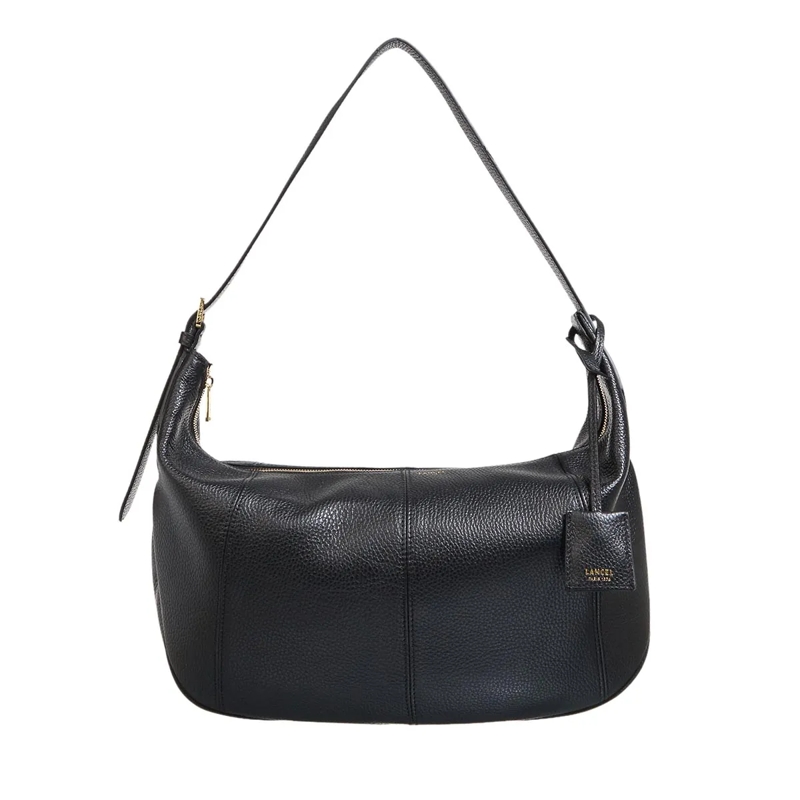 Lancel Hobo Bag Victoire Grained Cowhide Leather - L Zip Hobo Black