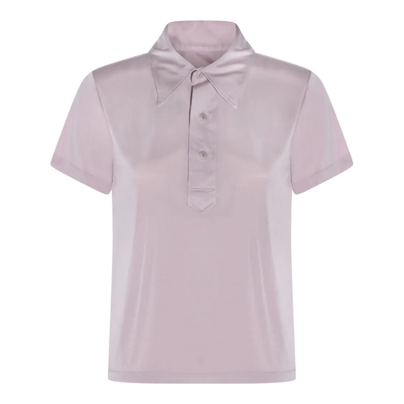 Maison Margiela Hemd Smooth Mauve Polo Shirt With Classic Collar Pink