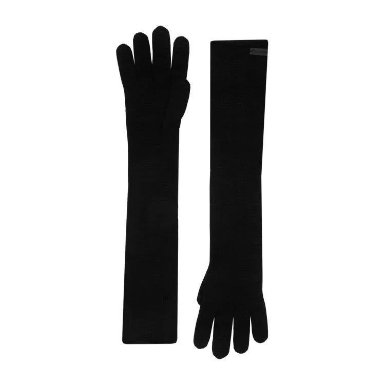 Saint Laurent Handschuhe - Black Cashmere Gloves - Gr. 7 - in Schwarz - für Damen