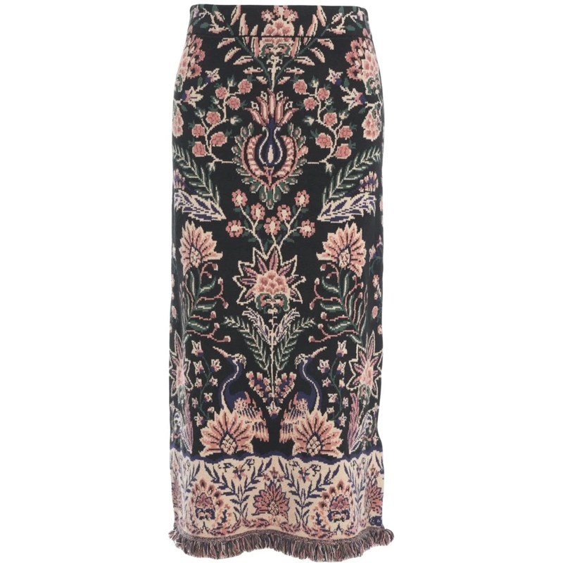 Farm Rio Midirock Midi skirt with floral print schwarz
