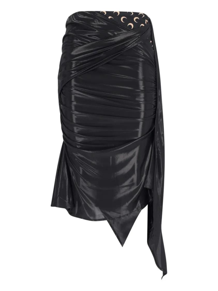 スカート Marine Serre Black Asymmetrical Midi Skirt Marine Serre Black Asymmetrical Midi Skirt Black | Midirok