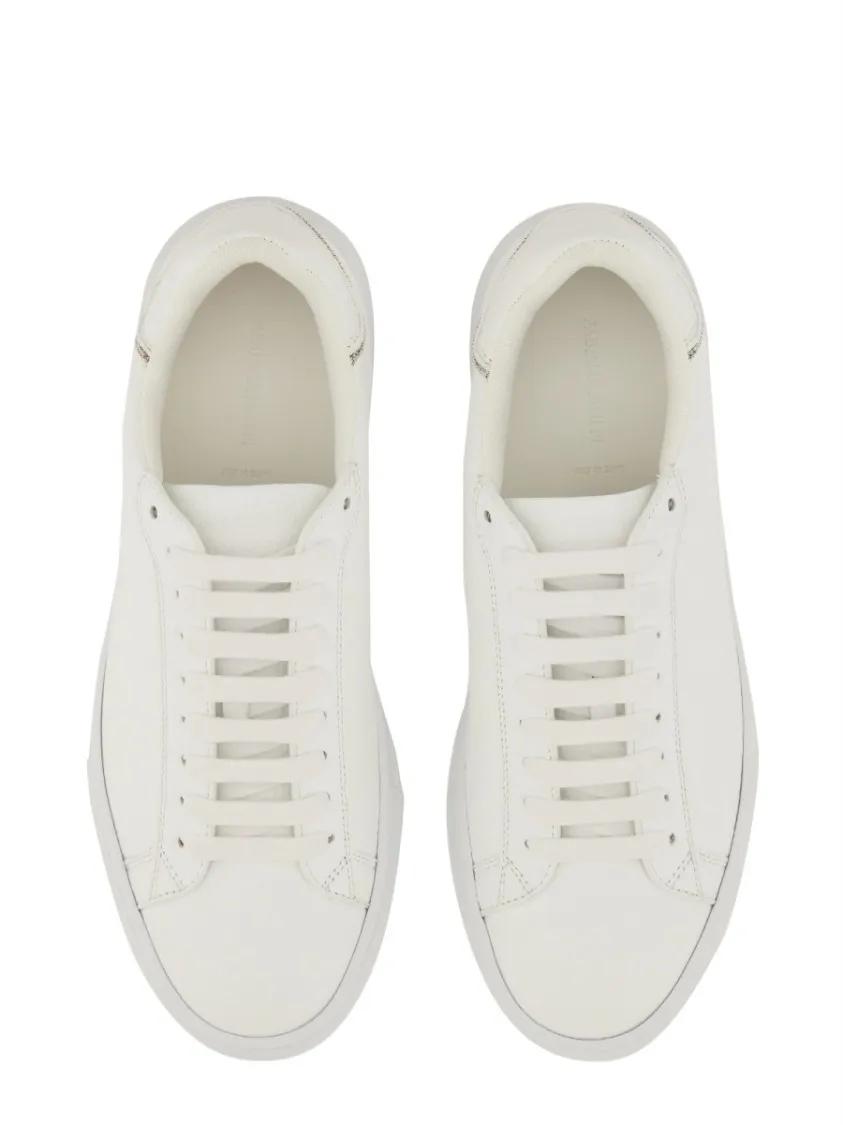 スニーカー Fabiana Filippi White Leather Sneakers With Classic Lace-Up Fabiana Filippi White Leather Sneakers With Classic Lace-Up