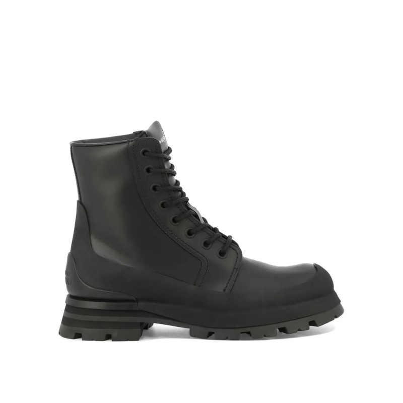 Alexander McQueen Stiefel Leather-Rubber Ankle Boots Black