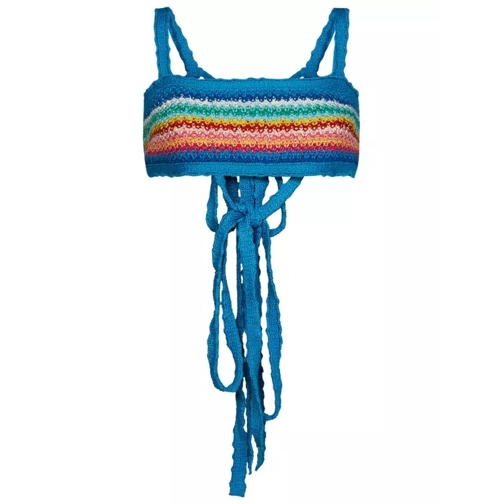 Alanui Blue Crochet Cotton Bralette Top Blue Top casual