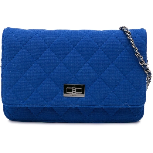 Chanel Porte-cartes 2013-2014 Reissue 2.55 Quilted Jersey Wallet On Ch blau