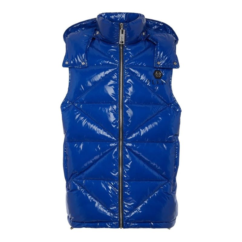 Philipp Plein Lederjacke Jacke Hexagon dunkel-blau