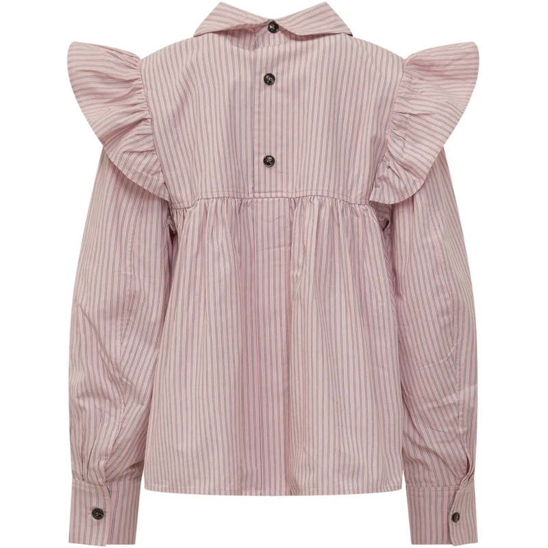 GANNI Chemisier Blusa a Righe con Volant rose(Image 2)