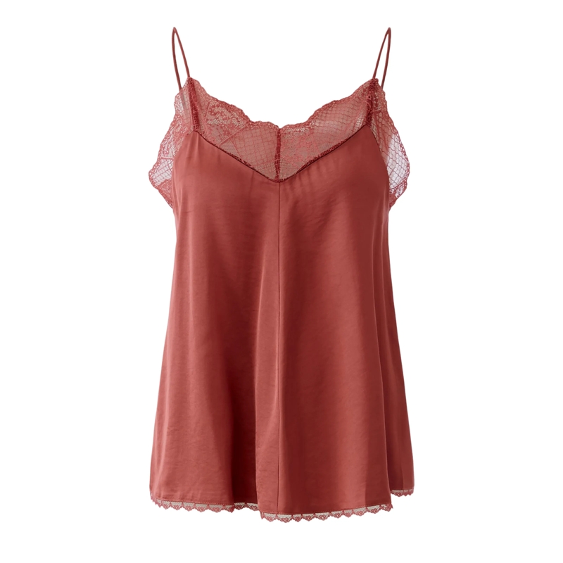 Oui Hemd Spaghetti Top beere