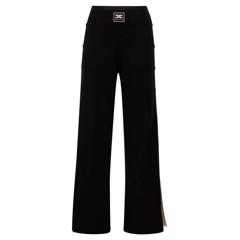 Elisabetta Franchi  Knitted Trousers With Shiny Viscose Stripes Black