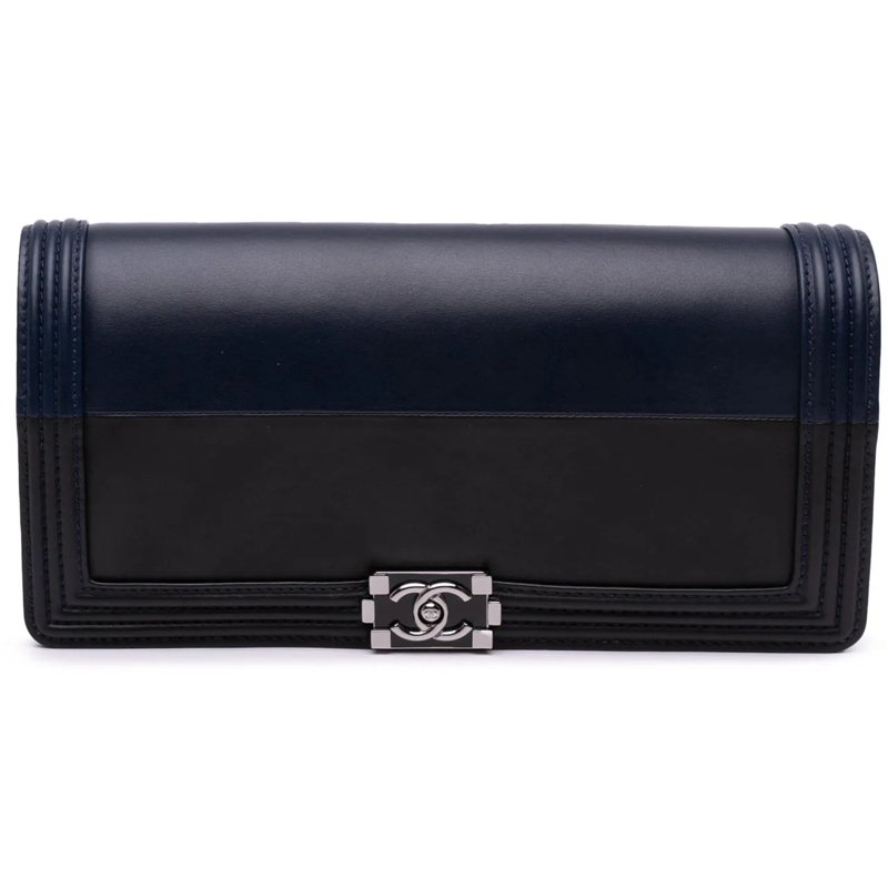 Chanel Pochette Bicolor Lambskin Boy Clutch schwarz