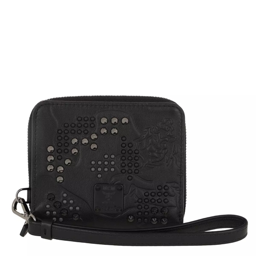 MCM Camo Mini Zip Wallet Black Tvåveckad plånbok