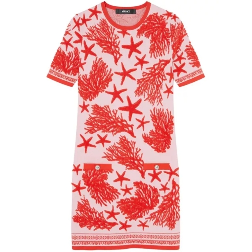 Versace Multicolored Barocco Sea Knitted Dress Red 