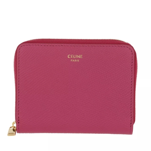 Celine Compact Zipped Wallet Grained Leather Pink Plånbok med dragkedja