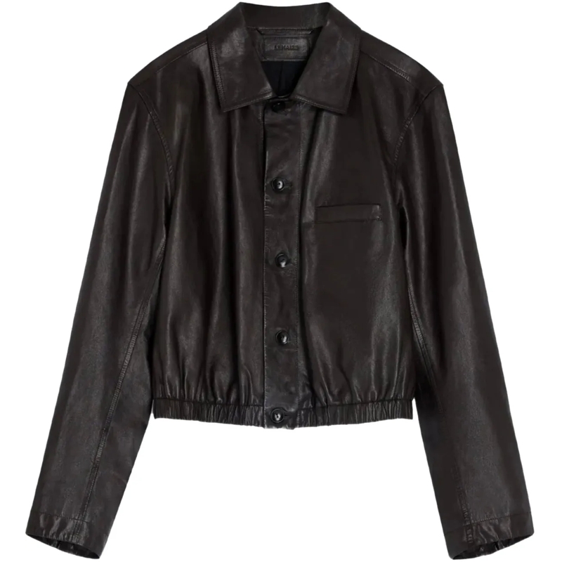 Lemaire Übergangsjacke Soft Leather Blouson Black Cherry schwarz