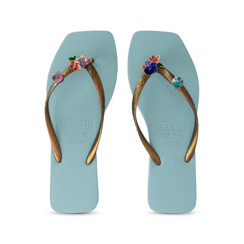 UZURII Flip Flops flip flop Flore Square ocean(Image 12)