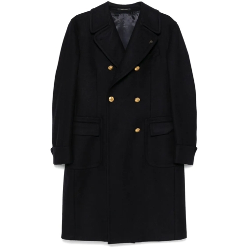 Gabriele Pasini Trenchcoat Navy Blue Wool-Cashmere Blend Double-Breasted Coat Blue