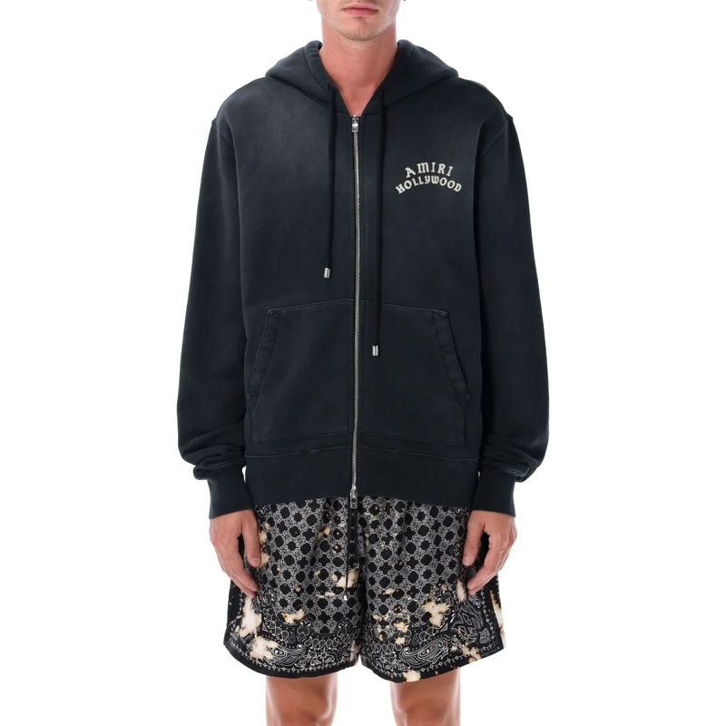 Amiri  Hollywood Graphic Zip Hoodie Black
