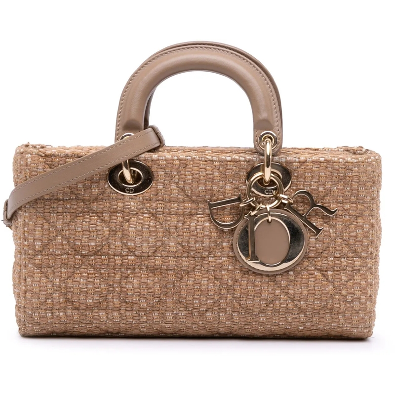 Christian Dior Schultertasche Medium Tweed Cannage Lady D Joy braun