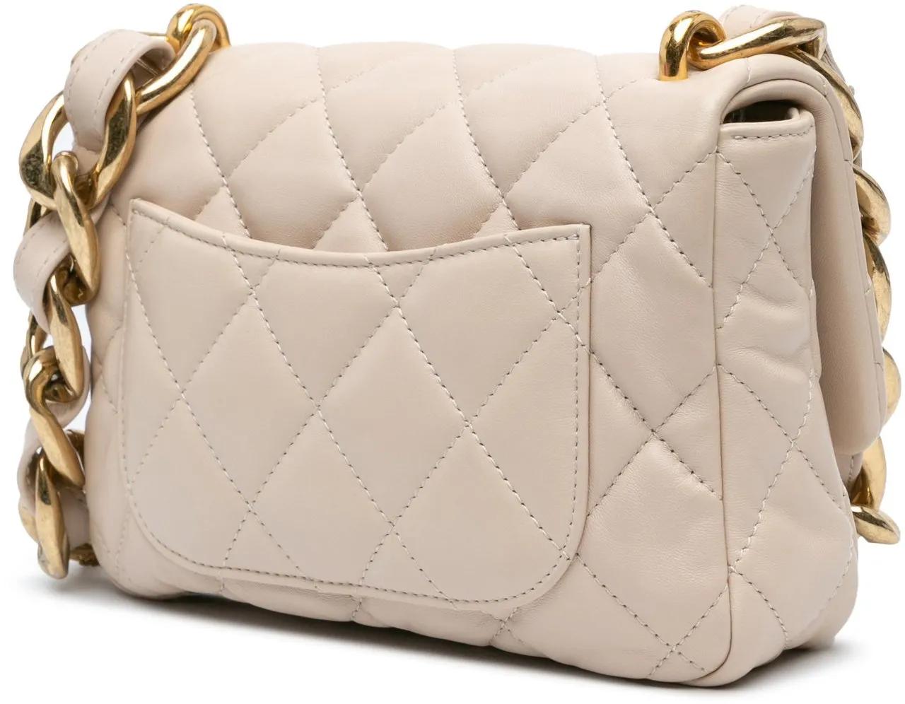Chanel Shoppers Small Quilted Lambskin Funky Town Flap in bruin