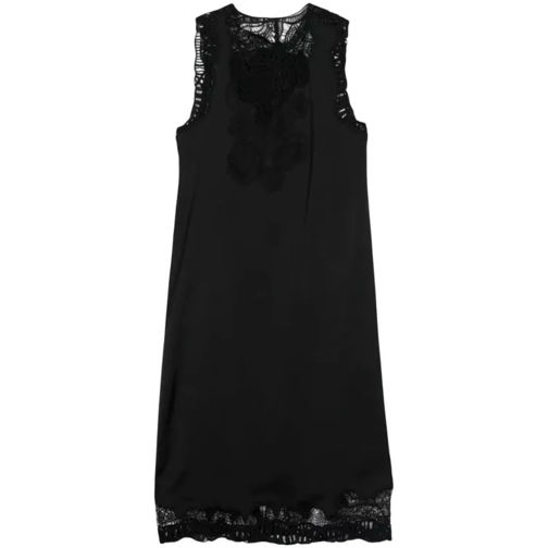 Jil Sander Black Floral-Lace Midi Dress Black 