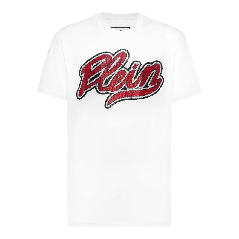 Philipp Plein T-Shirt T-Shirt Rundhalsausschnitt Ss Signature Verziert weiss
