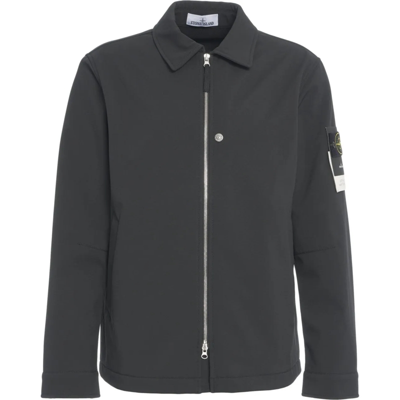 Stone Island T-Shirt Overshirt with removable logo schwarz