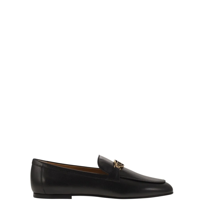 Tod's Ballerinas Leather Loafers With Oval Metal Logo Black
