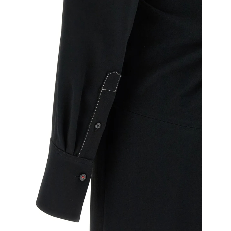 Victoria Beckham Maxikleid Long Sleeve Polo Collar Midi' Dress Schwarz(Image 4)