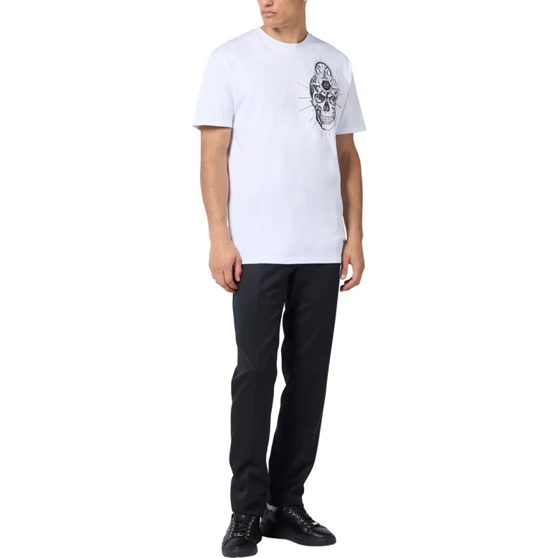 Philipp Plein T-Shirt Round Neck T-Shirt Skull Tattoo weiss(Image 4)