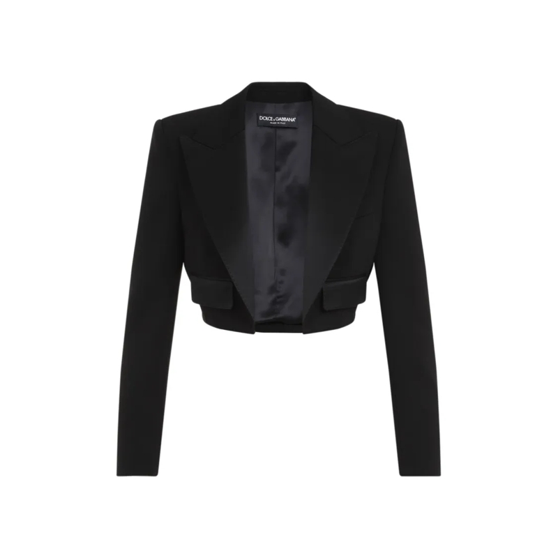 Dolce&Gabbana Blazer Cropped Blazer With Virgin Wool Blend And Satin Fi Black