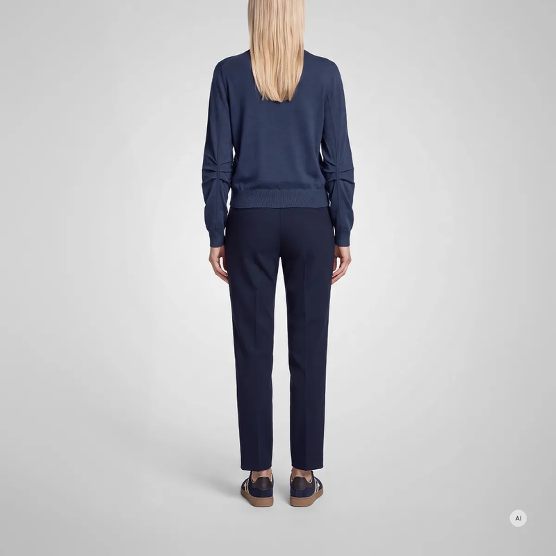 Marc Aurel  Pullover- Faltendetail am Ärmel- Rippen-Abschlü blau(Image 4)