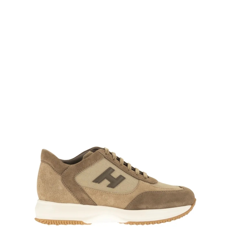 Hogan Low-Top-Sneaker Suede And Technical Fabric Sneakers With Embossed  Brown