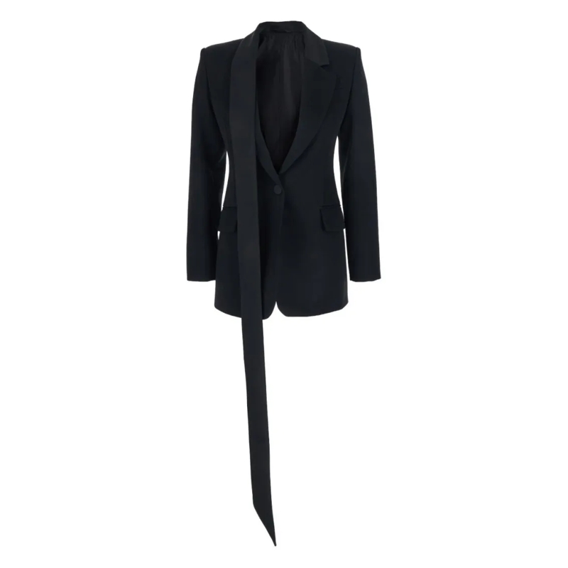 The Attico Overgangsjas Tailored Black Virgin Wool Blazer Black
