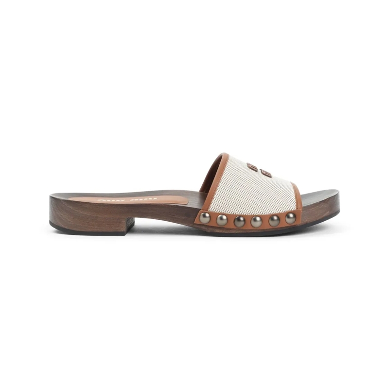 Miu Miu Sandalen Low Heel Open-Toe Sandals Neutrals