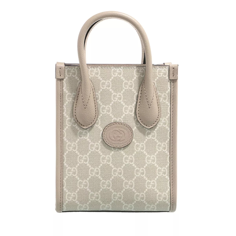 Gucci Tote Interlocking G Mini Tote Bag Beige White