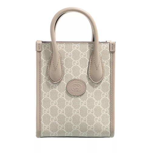 Gucci Interlocking G Mini Tote Bag Beige White Rymlig shoppingväska